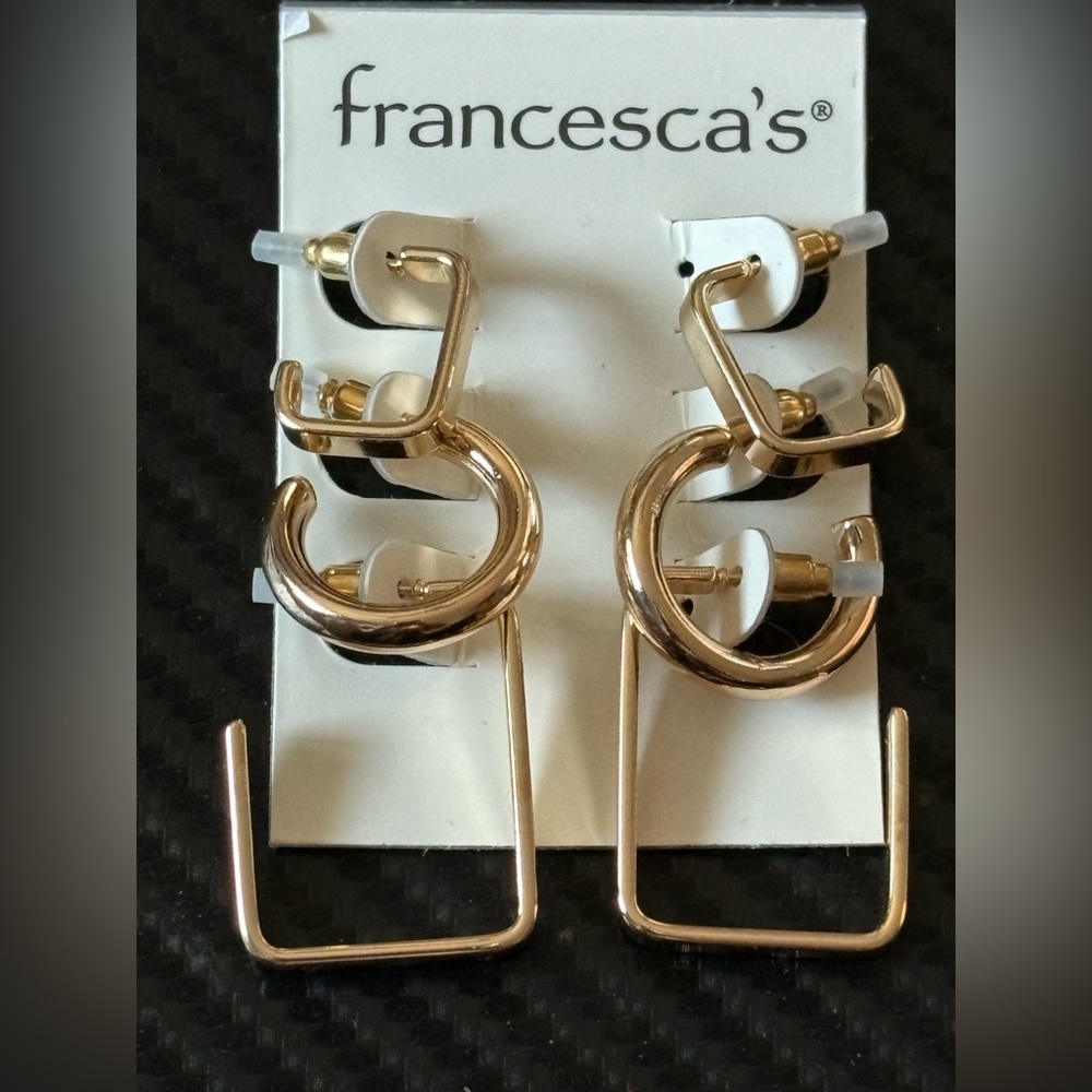 Francesca's Collections Gold Modern Geometric Earrings